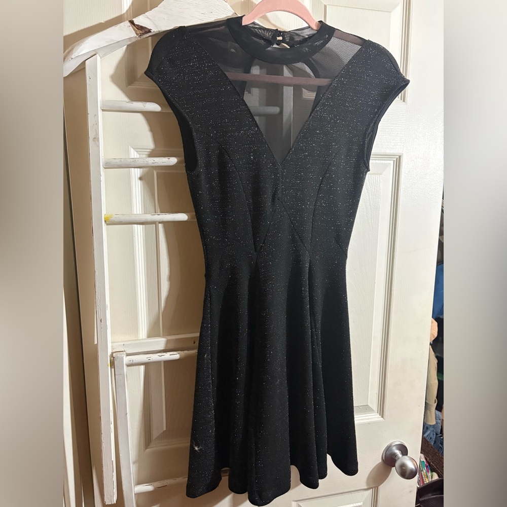Elegant Black sheer front backless Dress